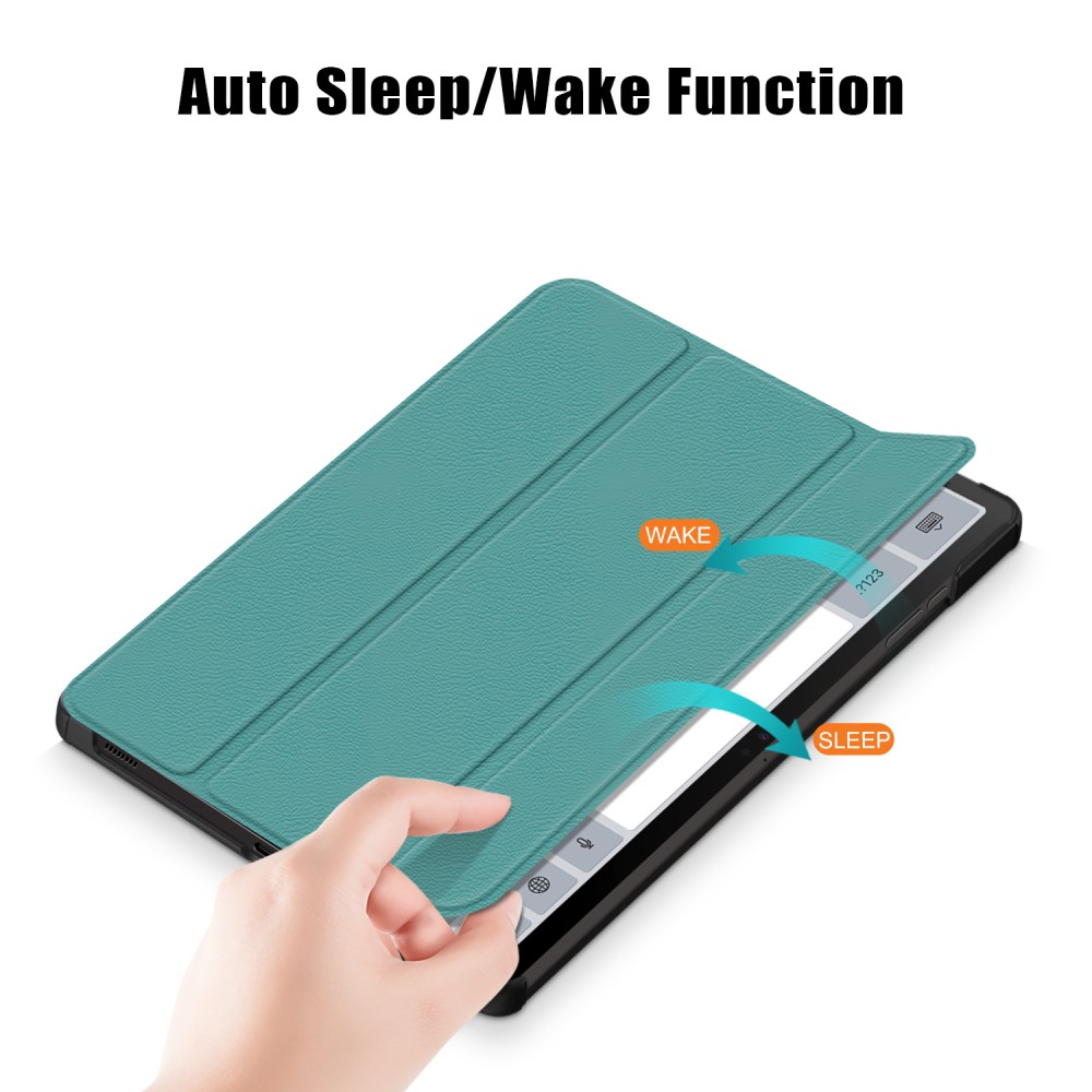  Samsung Galaxy Tab S9 Plus Fodral Läder Svartgrön