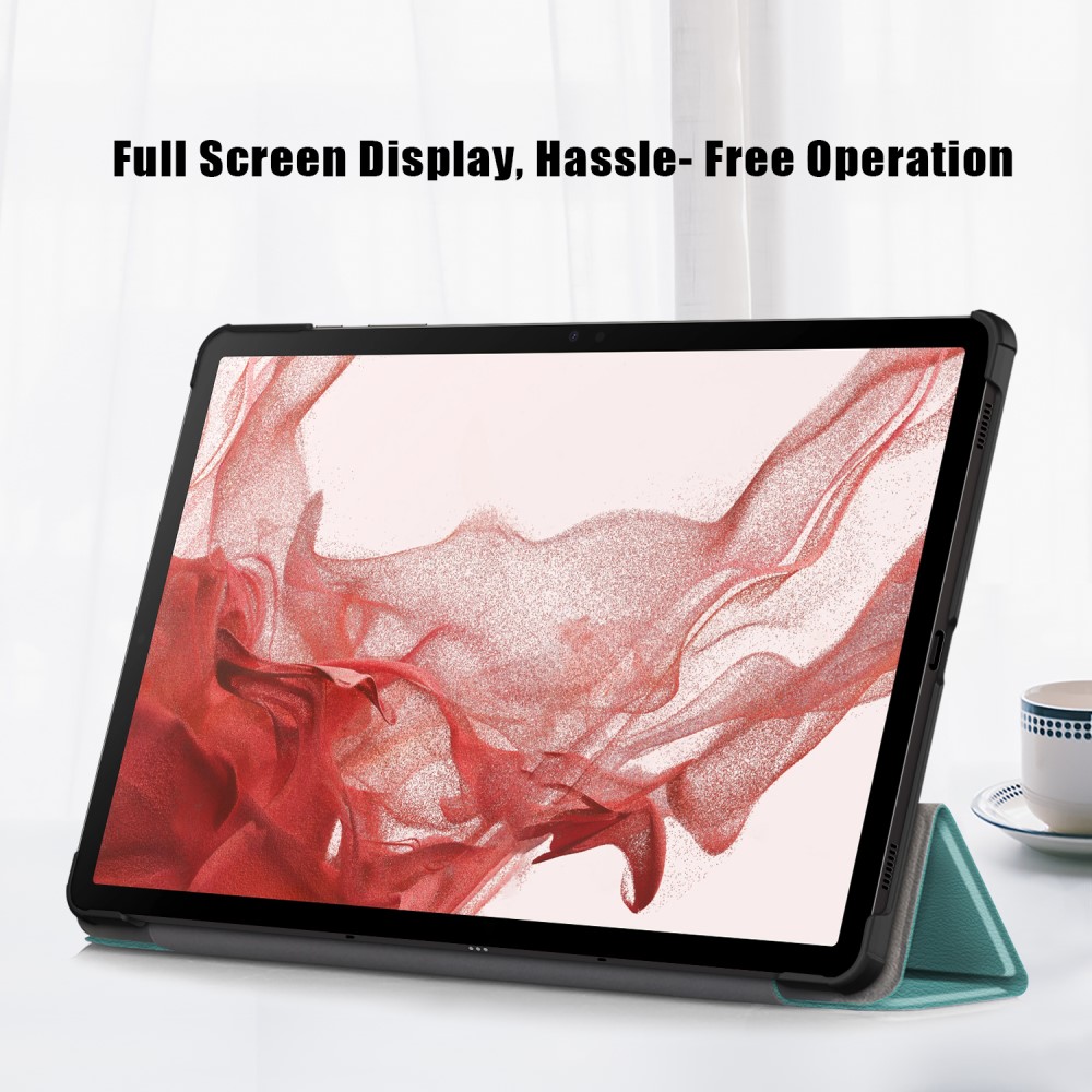  Samsung Galaxy Tab S9 Plus Fodral Läder Svartgrön