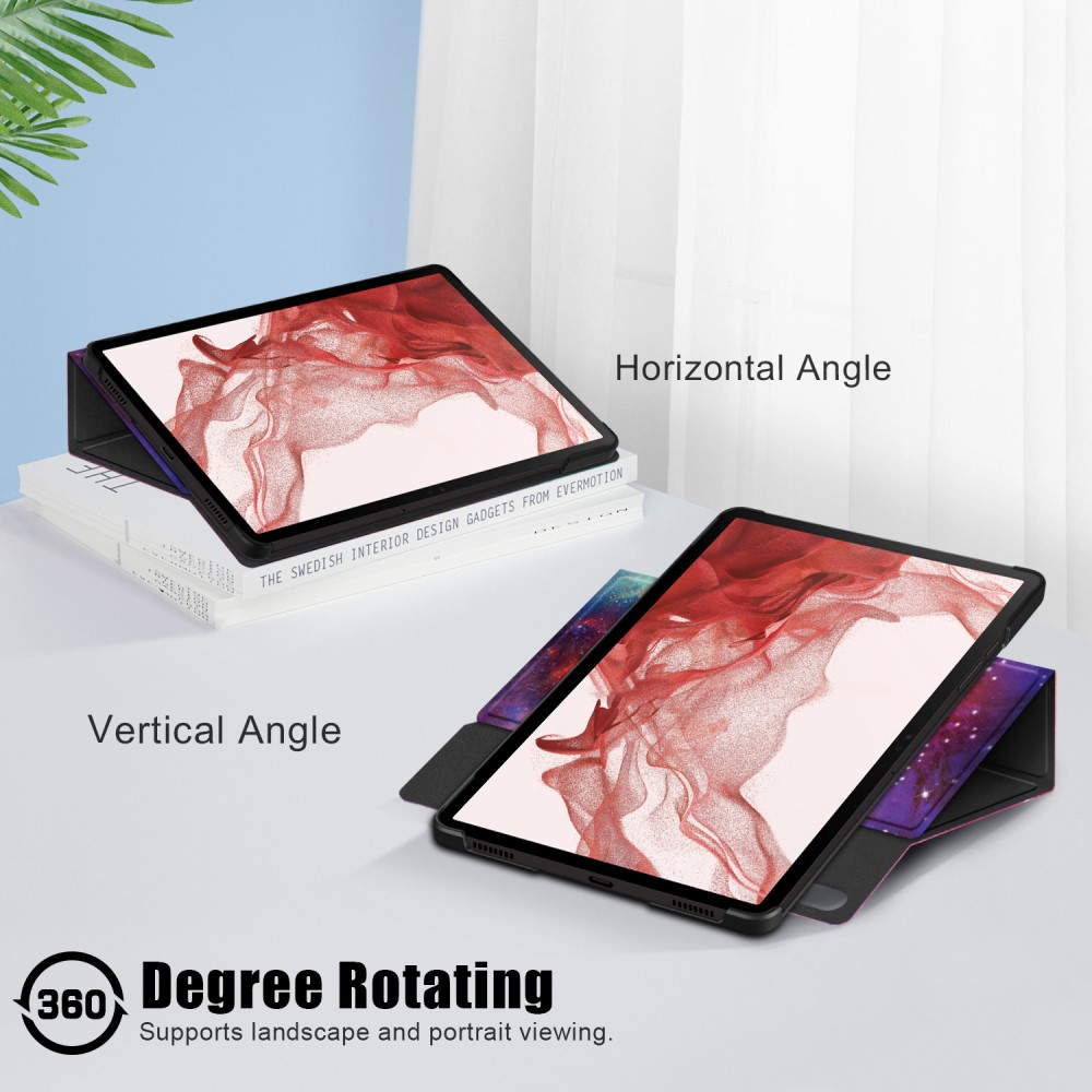  Galaxy Tab S9 Plus Fodral 360° Rotation Läder Cosmic Space