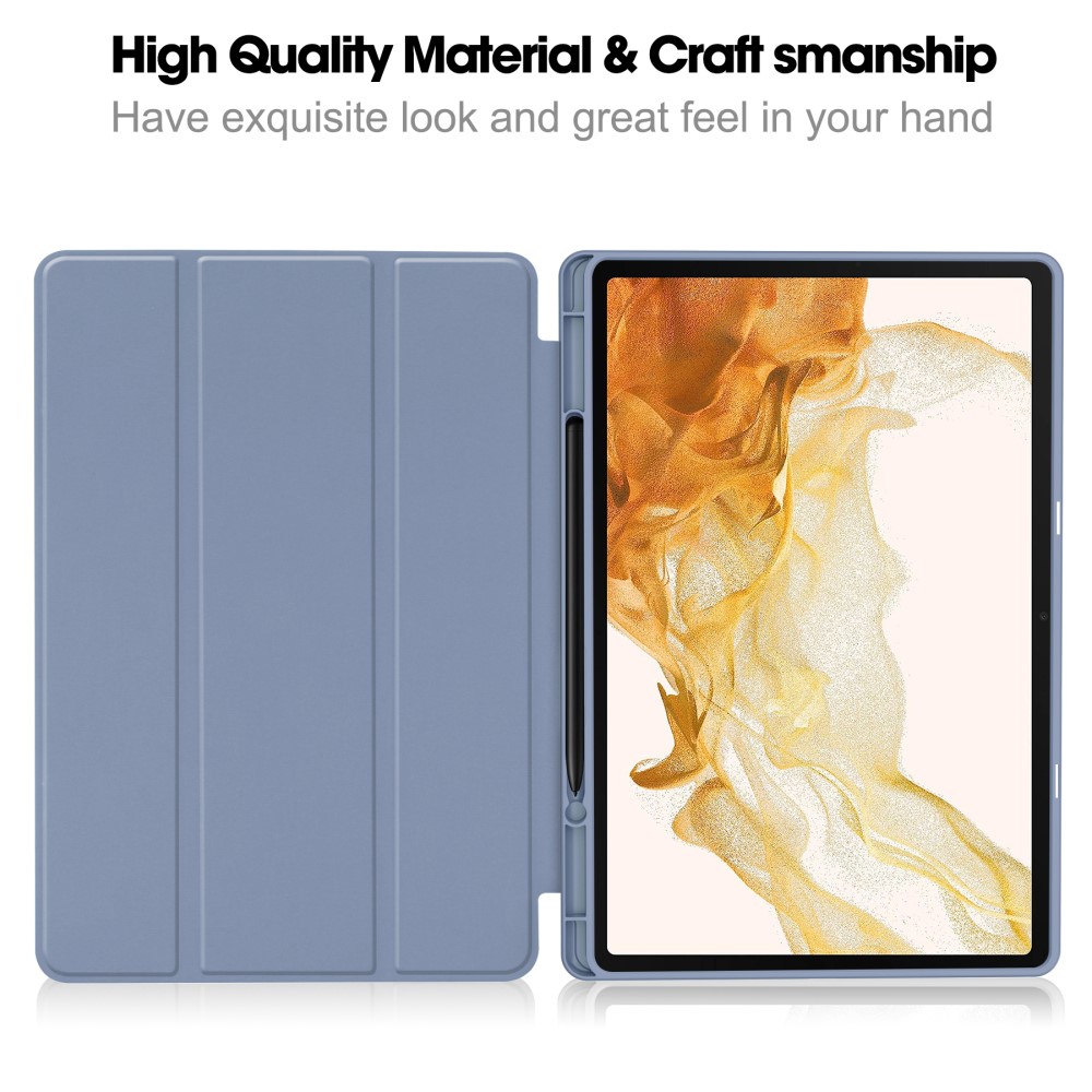 Samsung Galaxy Tab S9 Plus Fodral Tri-Fold Pennhållare Lila