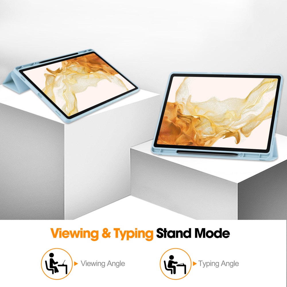  Samsung Galaxy Tab S9 Plus Fodral Tri-Fold Pennhållare Blå