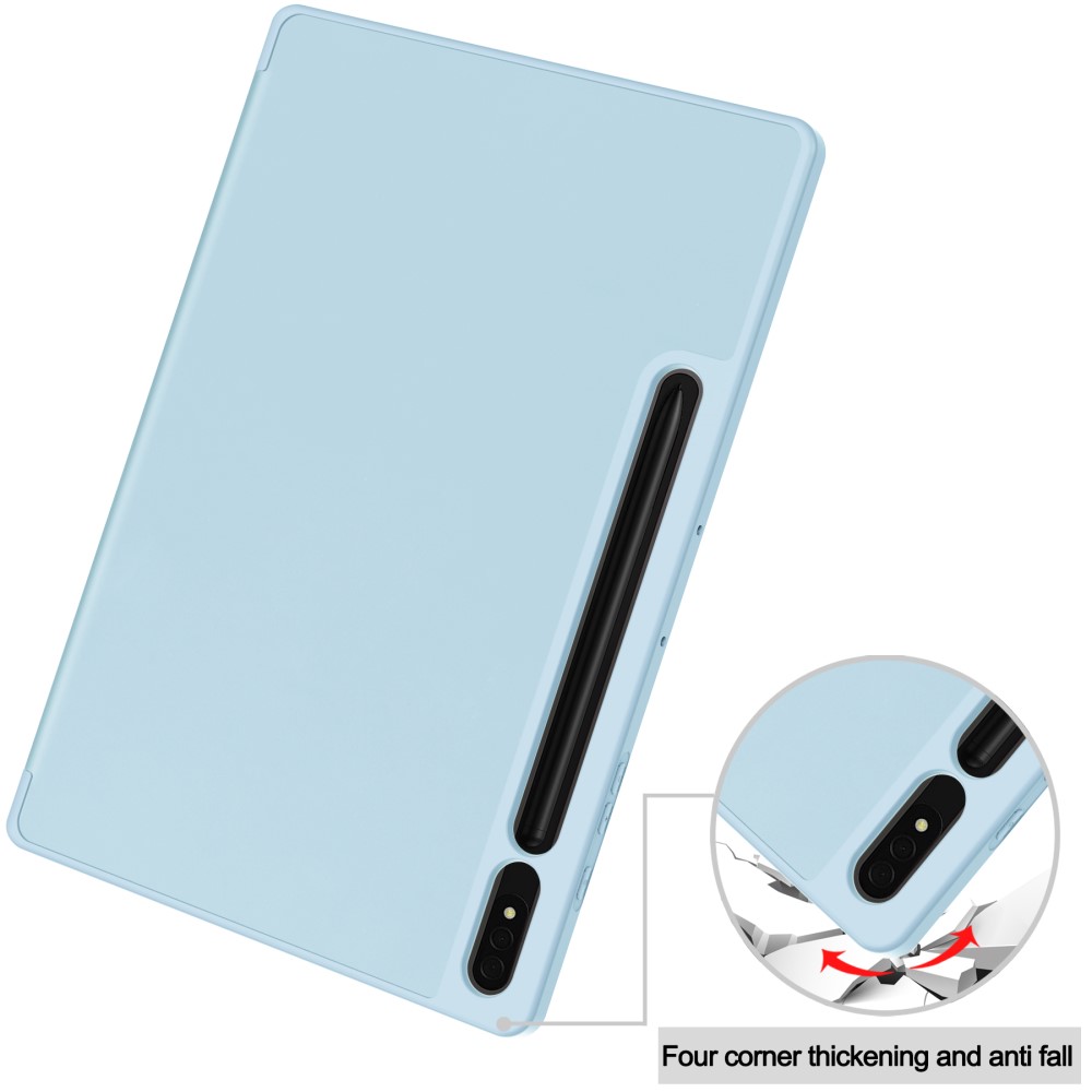  Samsung Galaxy Tab S9 Plus Fodral Tri-Fold Pennhållare Blå