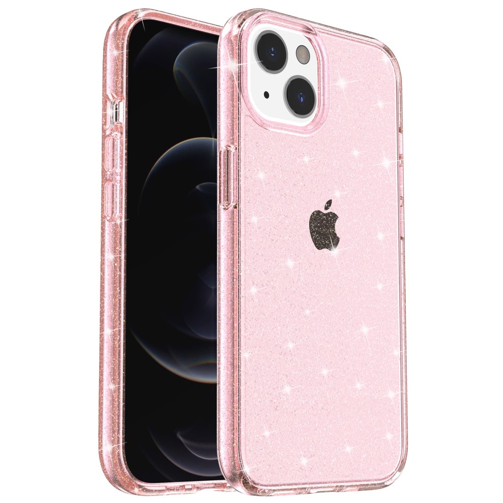  iPhone 15 Skal Hybrid Glitter Rosa