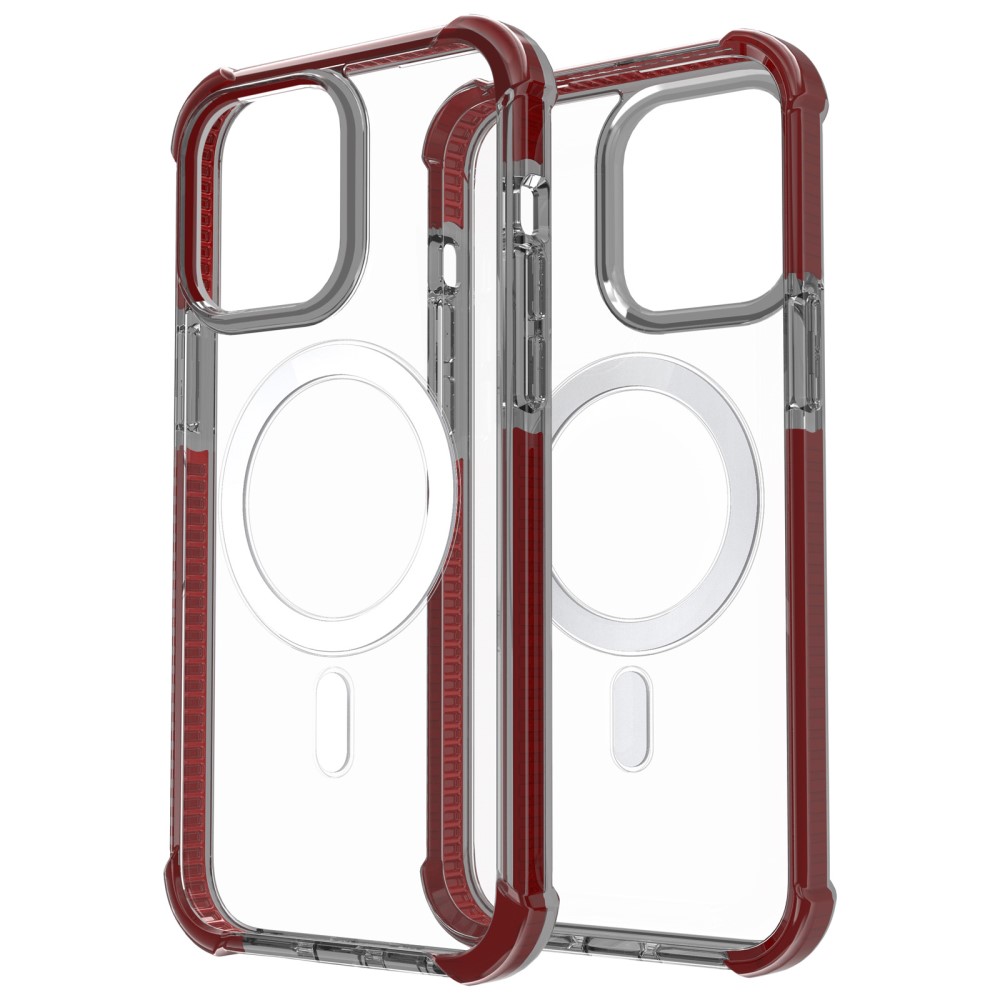  iPhone 15 Skal MagSafe Shockproof Hybrid Vinröd