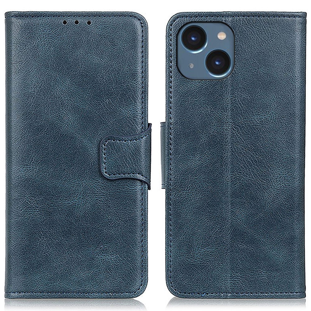  iPhone 15 Fodral Crazy Horse Folio Blå