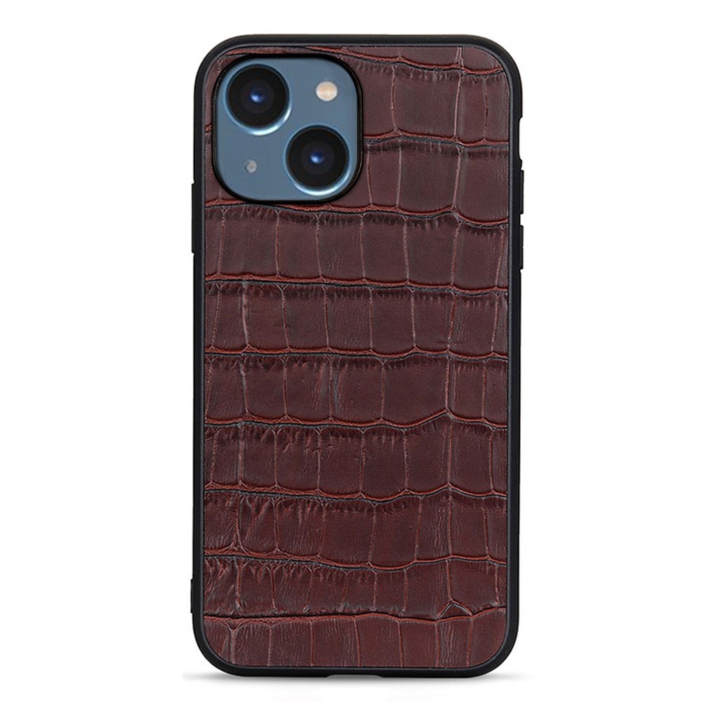  iPhone 15 Skal Krokodil Textur Läder Brun