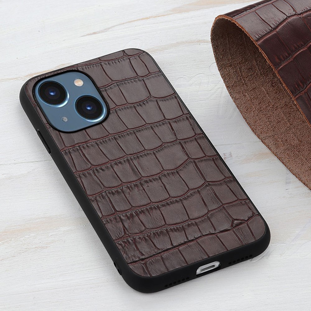  iPhone 15 Skal Krokodil Textur Läder Brun