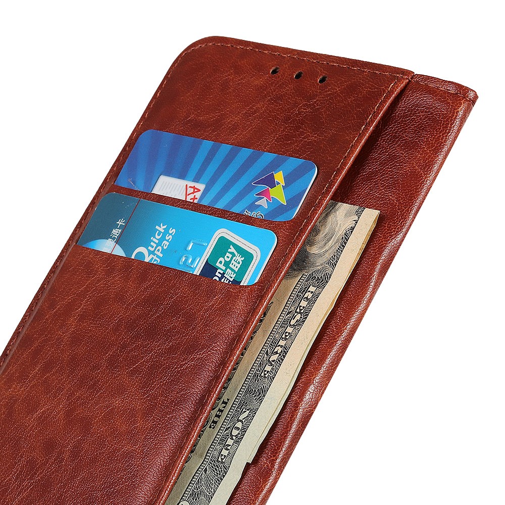  iPhone 15 Fodral Crazy Horse Flip Läder Brun