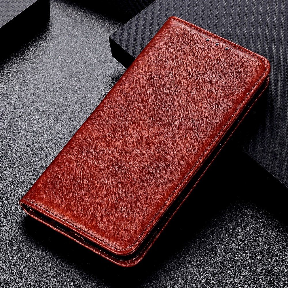  iPhone 15 Fodral Crazy Horse Flip Läder Brun