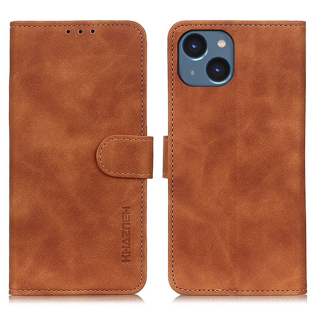 KHAZNEH KHAZNEH iPhone 15 Fodral Retro Läder Brun