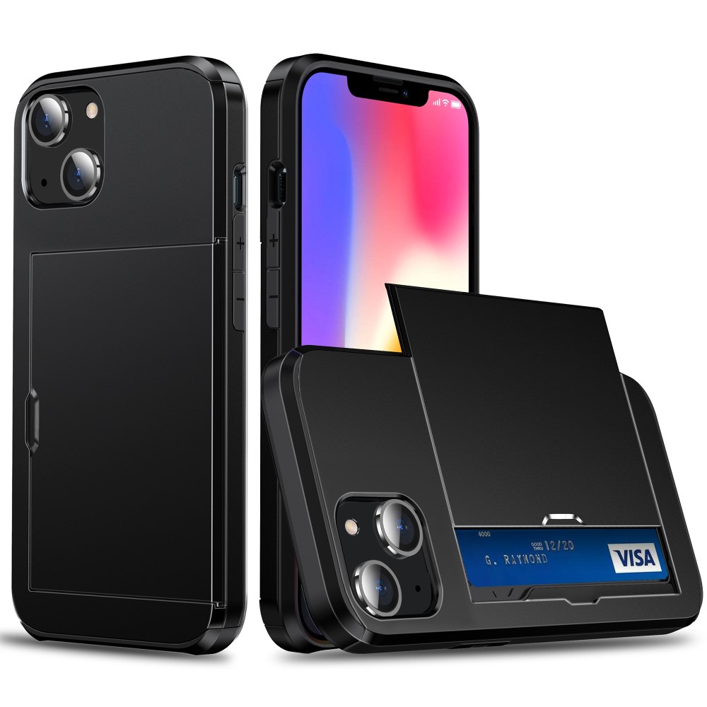  iPhone 15 Skal Hybrid Med Kortfack Svart