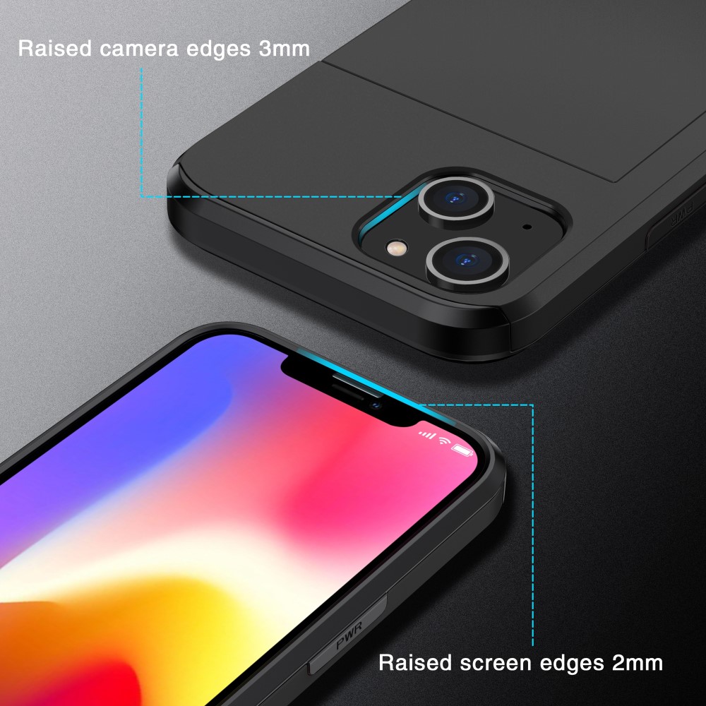 iPhone 15 Skal Hybrid Med Kortfack Svart