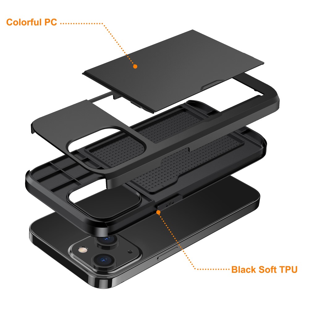  iPhone 15 Skal Hybrid Med Kortfack Svart