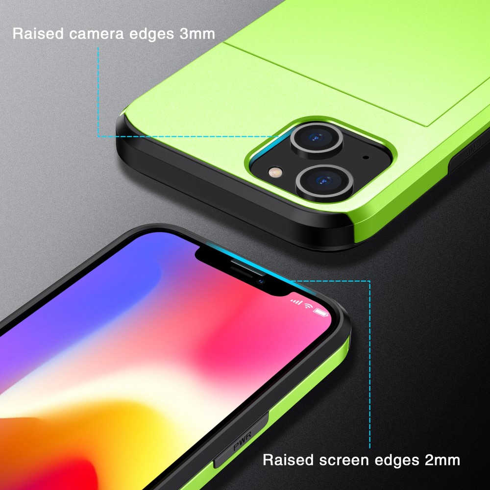  iPhone 15 Skal Hybrid Med Kortfack Grön