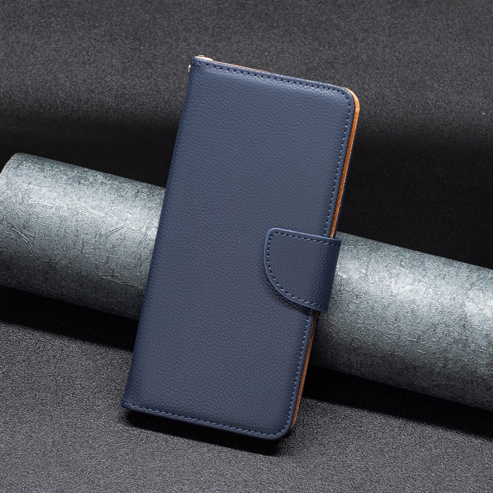  iPhone 15 Fodral Shark Litchi Läder Mörk Blå