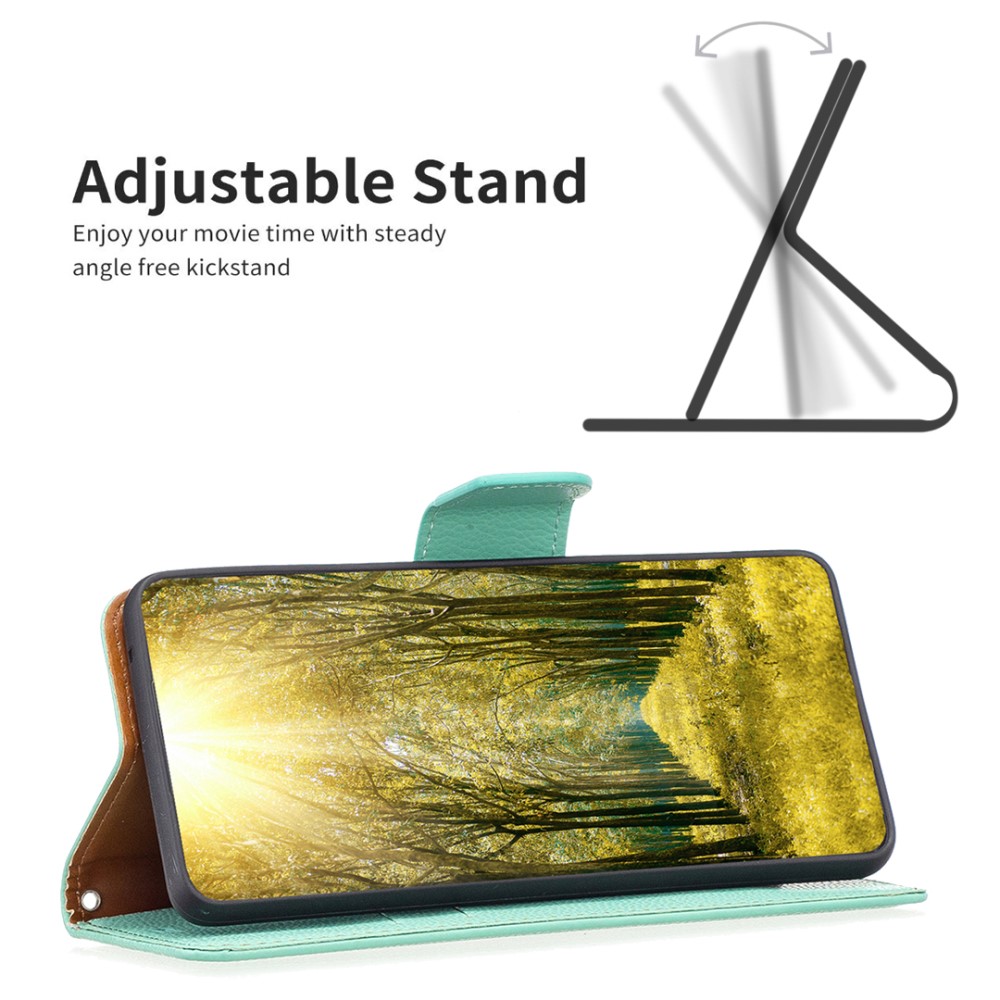  iPhone 15 Fodral Shark Litchi Läder Grön