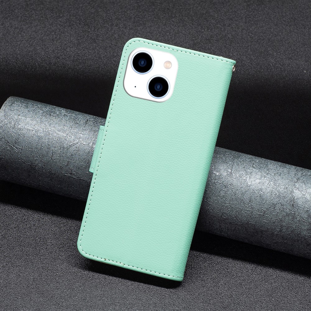  iPhone 15 Fodral Shark Litchi Läder Grön