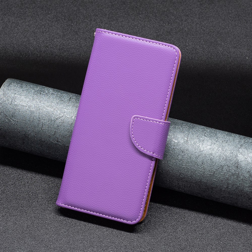  iPhone 15 Fodral Shark Litchi Läder Lila