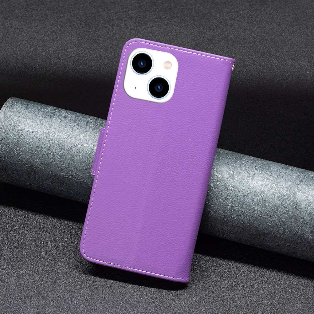  iPhone 15 Fodral Shark Litchi Läder Lila