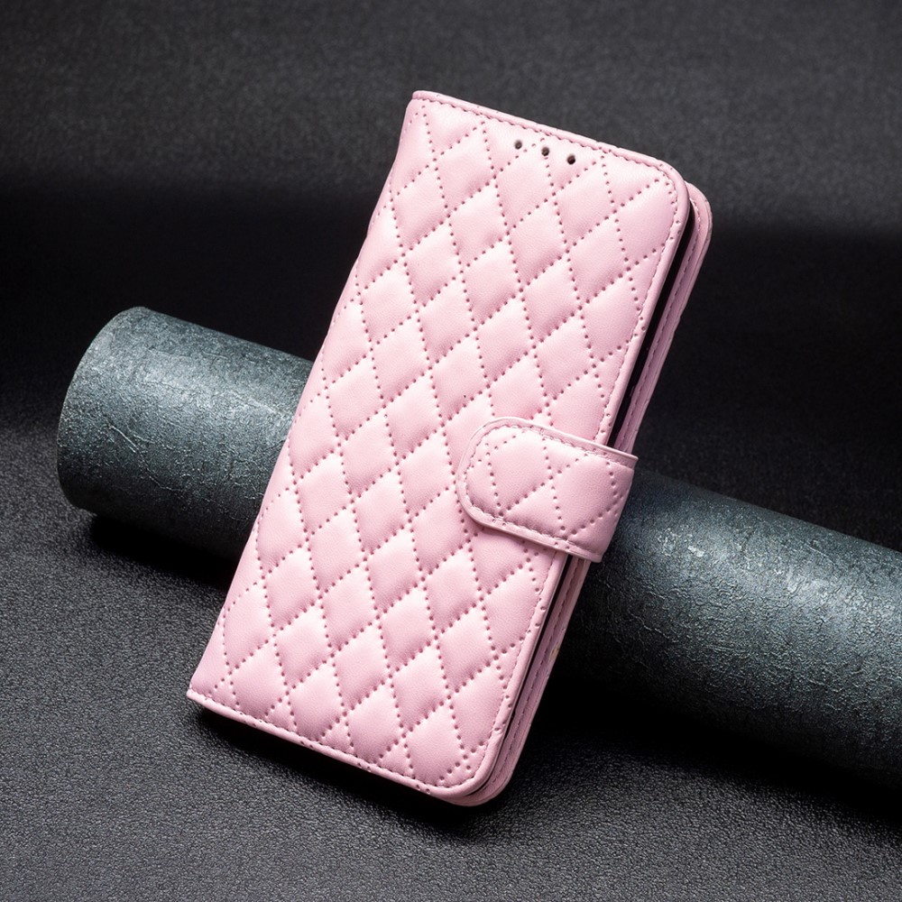  iPhone 15 Fodral Diamond Läder Rosa