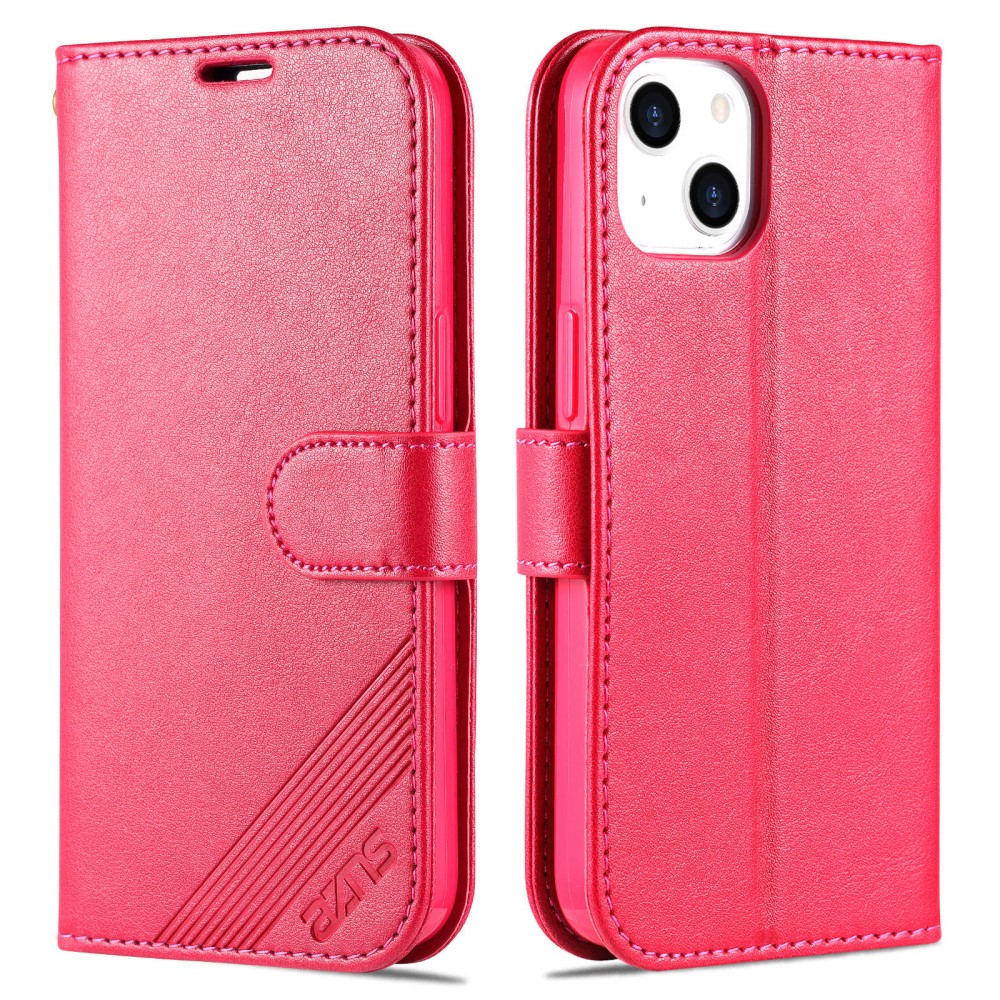 AZNS AZNS iPhone 15 Fodral Läder Rosa/Röd
