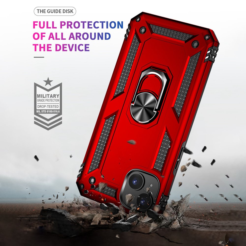  iPhone 15 Skal Armor Hybrid Ring Röd