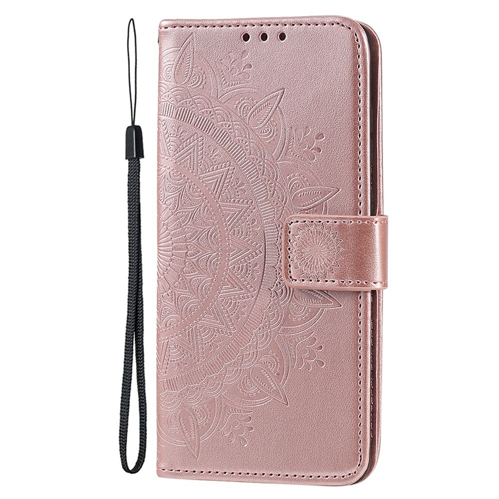  iPhone 15 Fodral Mandala Läder Roséguld