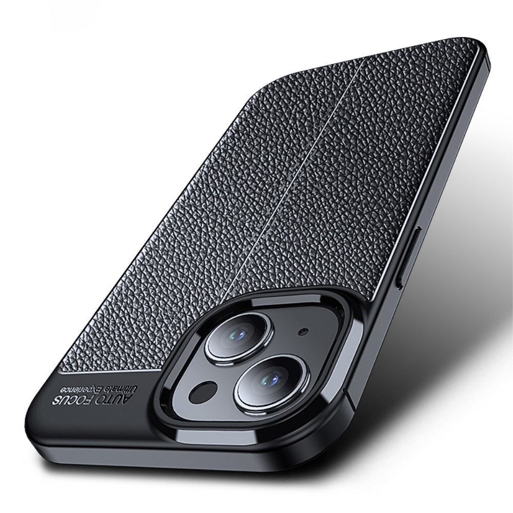 iPhone 15 Skal Litchi Textur Svart