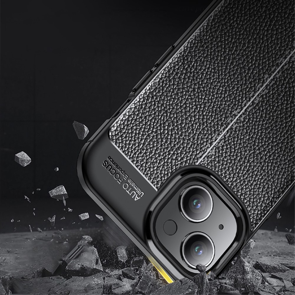  iPhone 15 Skal Litchi Textur Blå