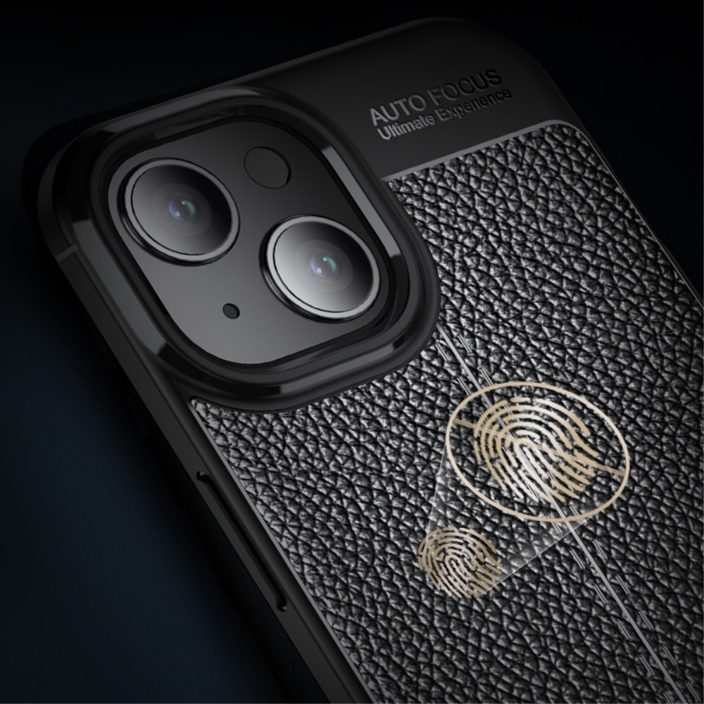  iPhone 15 Skal Litchi Textur Blå