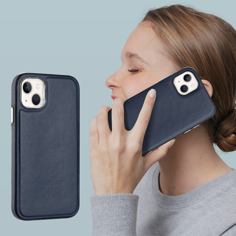  iPhone 15 Skal Läderbelagt Safirblå