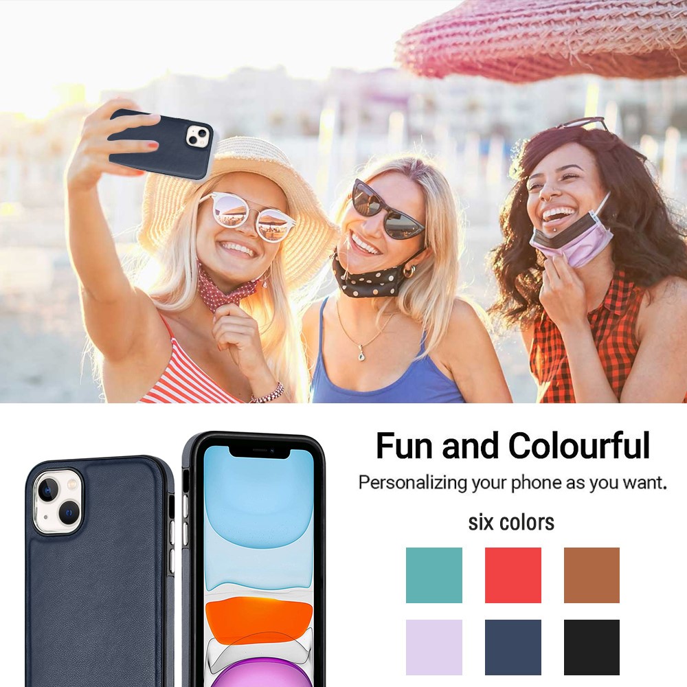  iPhone 15 Skal Läderbelagt Safirblå
