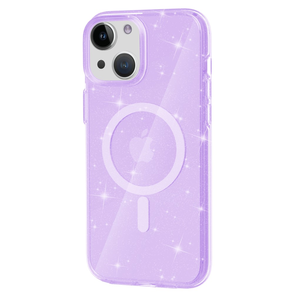  iPhone 15 Skal MagSafe Hybrid Glitter Lila