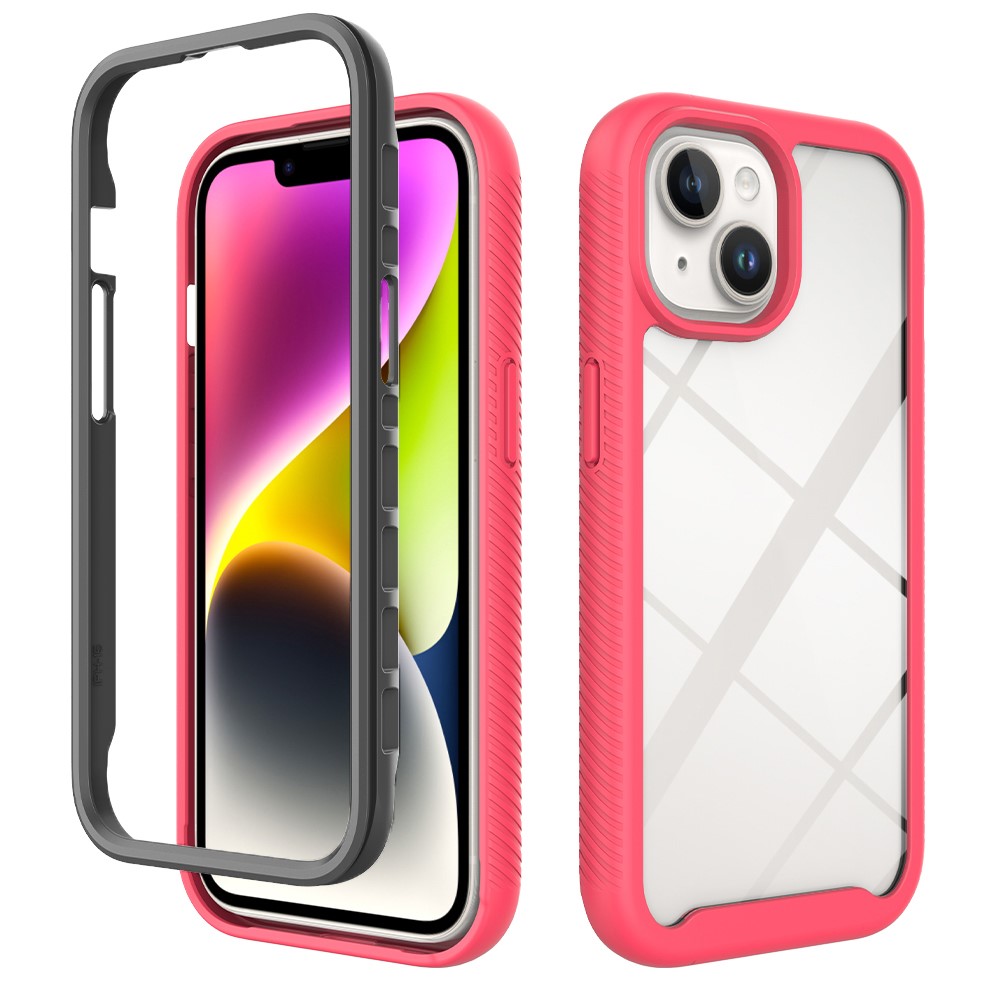  iPhone 15 Skal Shockproof Med Frontram Rosaröd