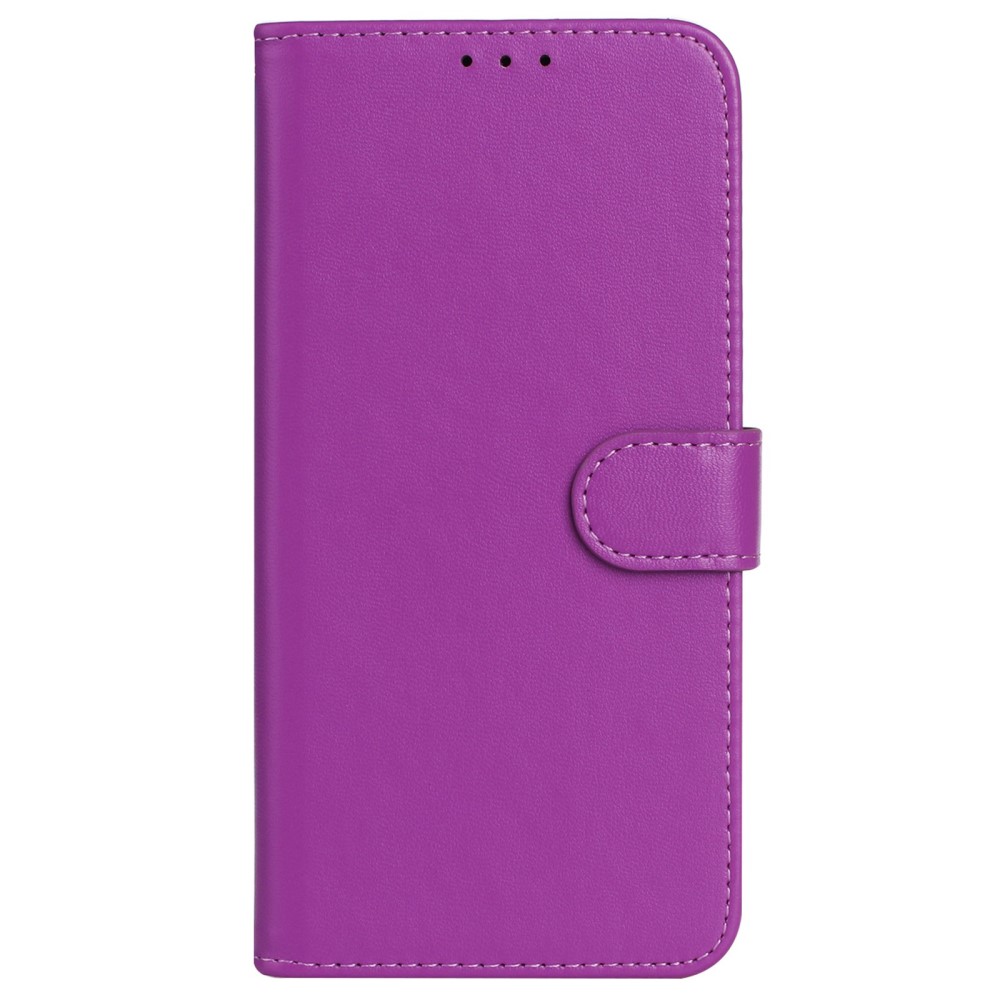  iPhone 15 Fodral Solid Läder Med Snodd Lila