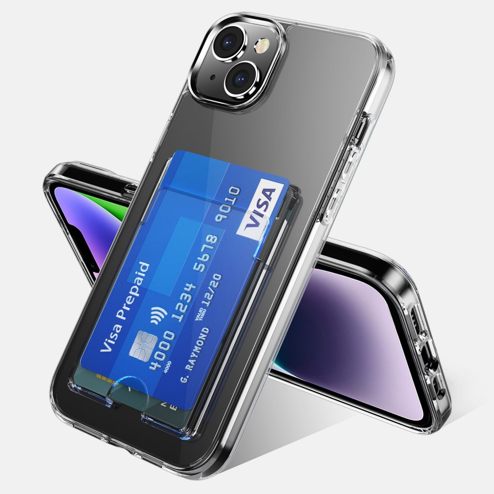  iPhone 15 Skal Hybrid Med Kortfack Transparent