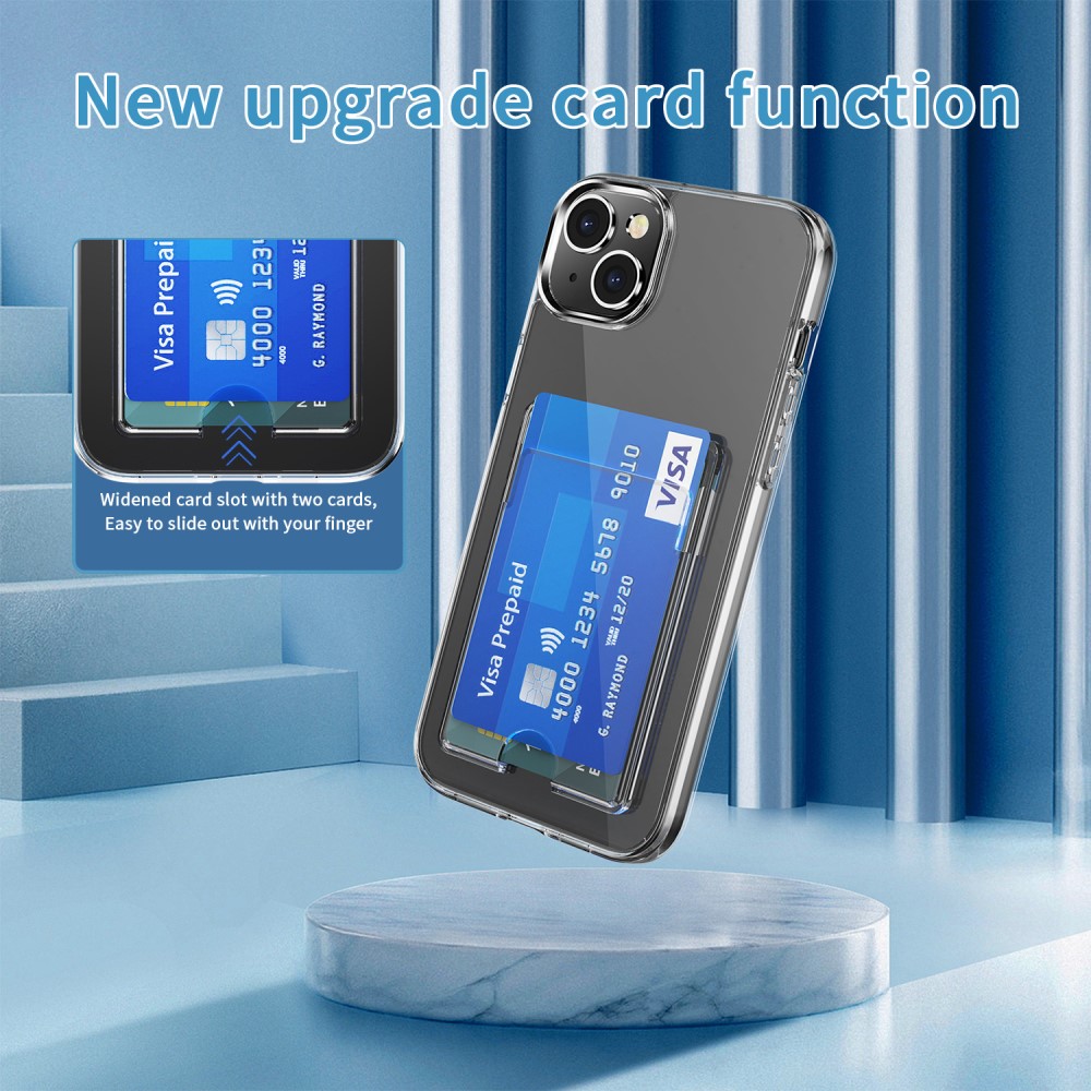  iPhone 15 Skal Hybrid Med Kortfack Transparent
