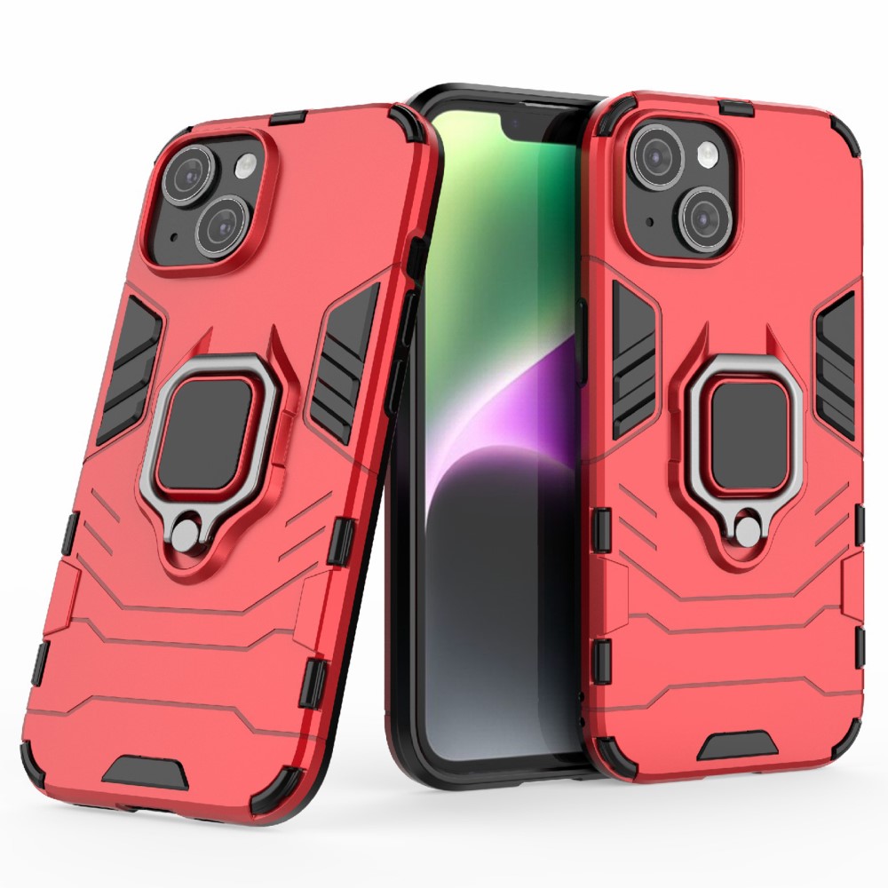  iPhone 15 Skal Hybrid Armor Ring Röd