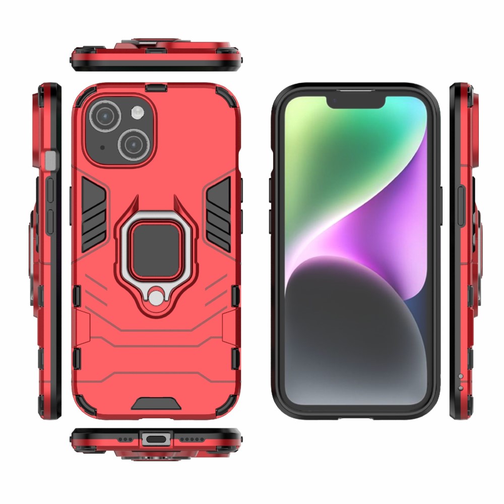  iPhone 15 Skal Hybrid Armor Ring Röd