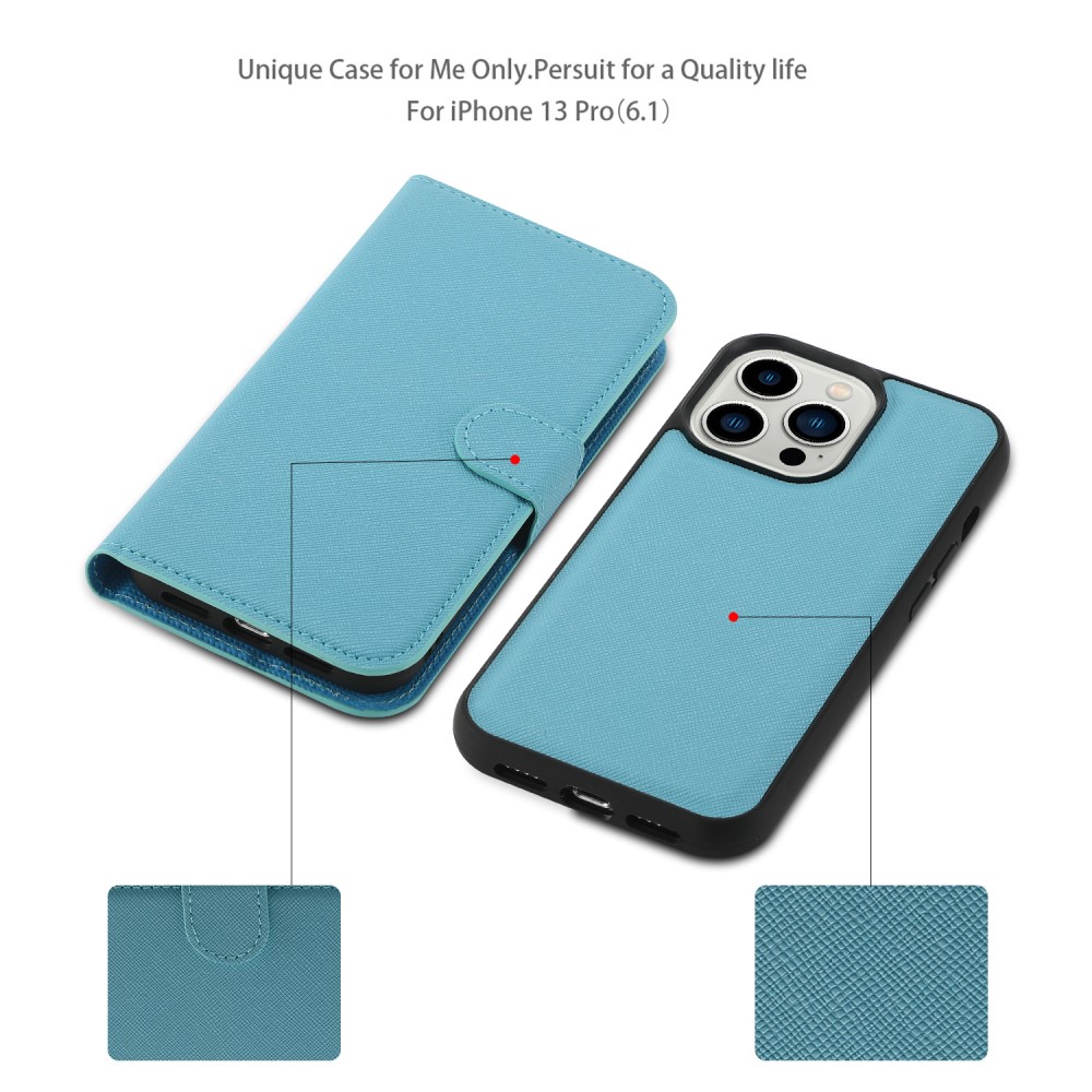 iPhone 15 2in1 Magnet Fodral Kryss Struktur Blå
