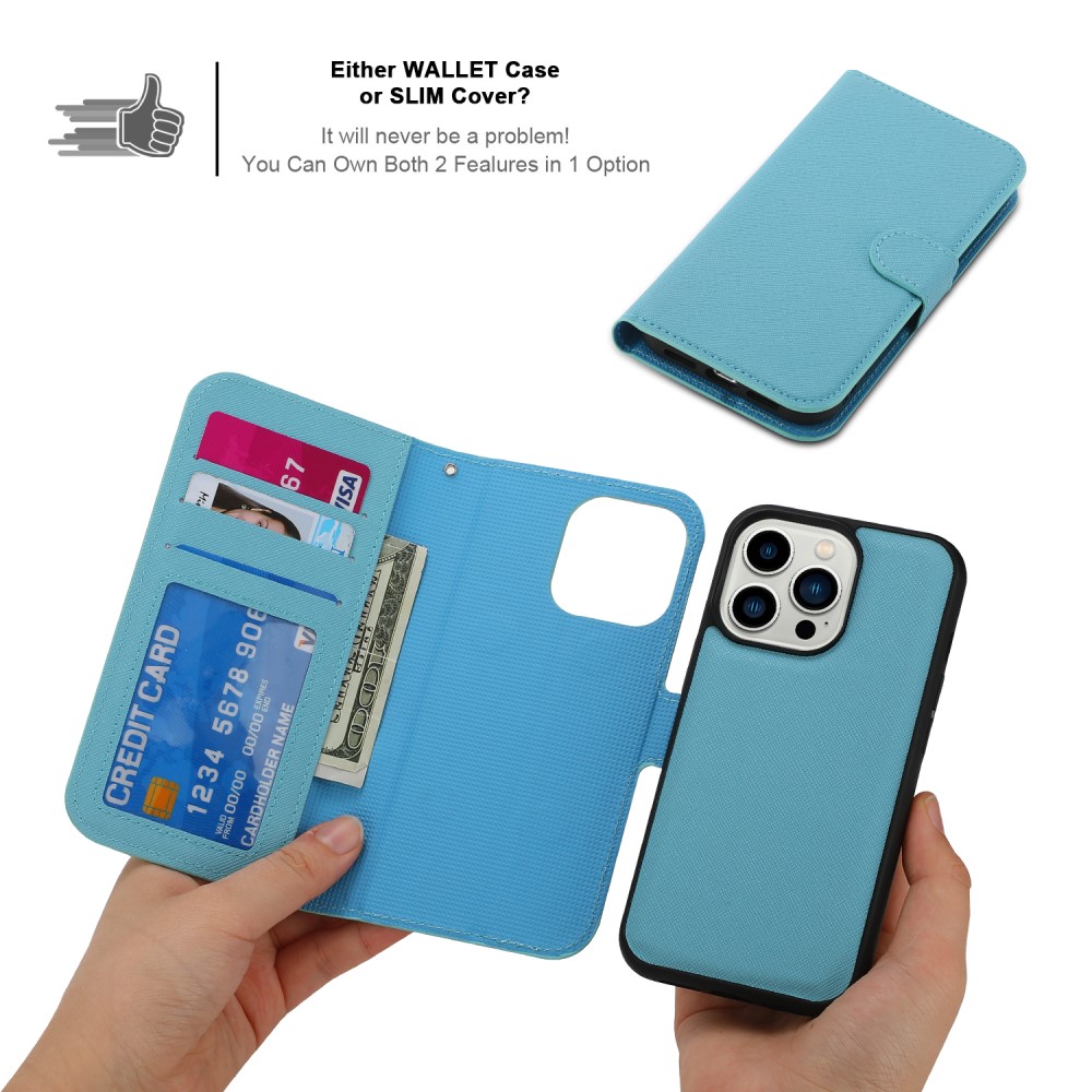 iPhone 15 2in1 Magnet Fodral Kryss Struktur Blå