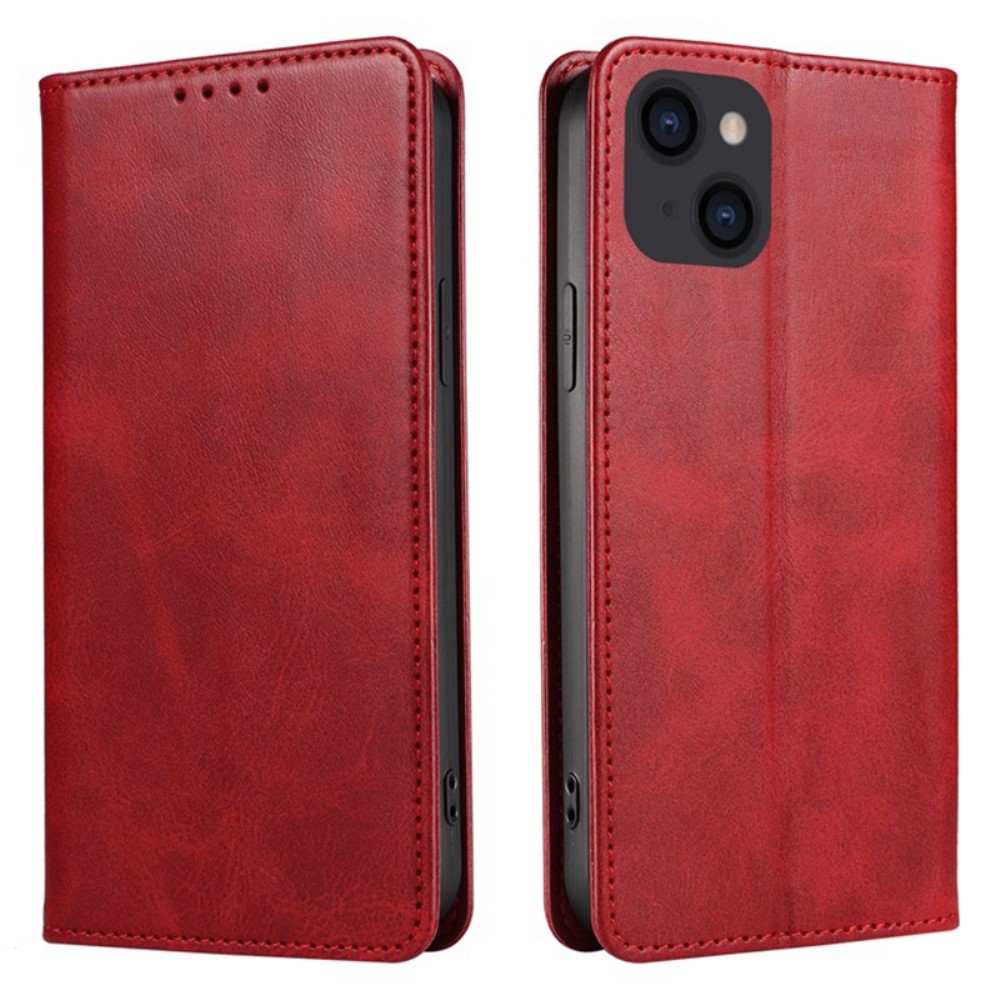  iPhone 15 Fodral Flip Läder Röd