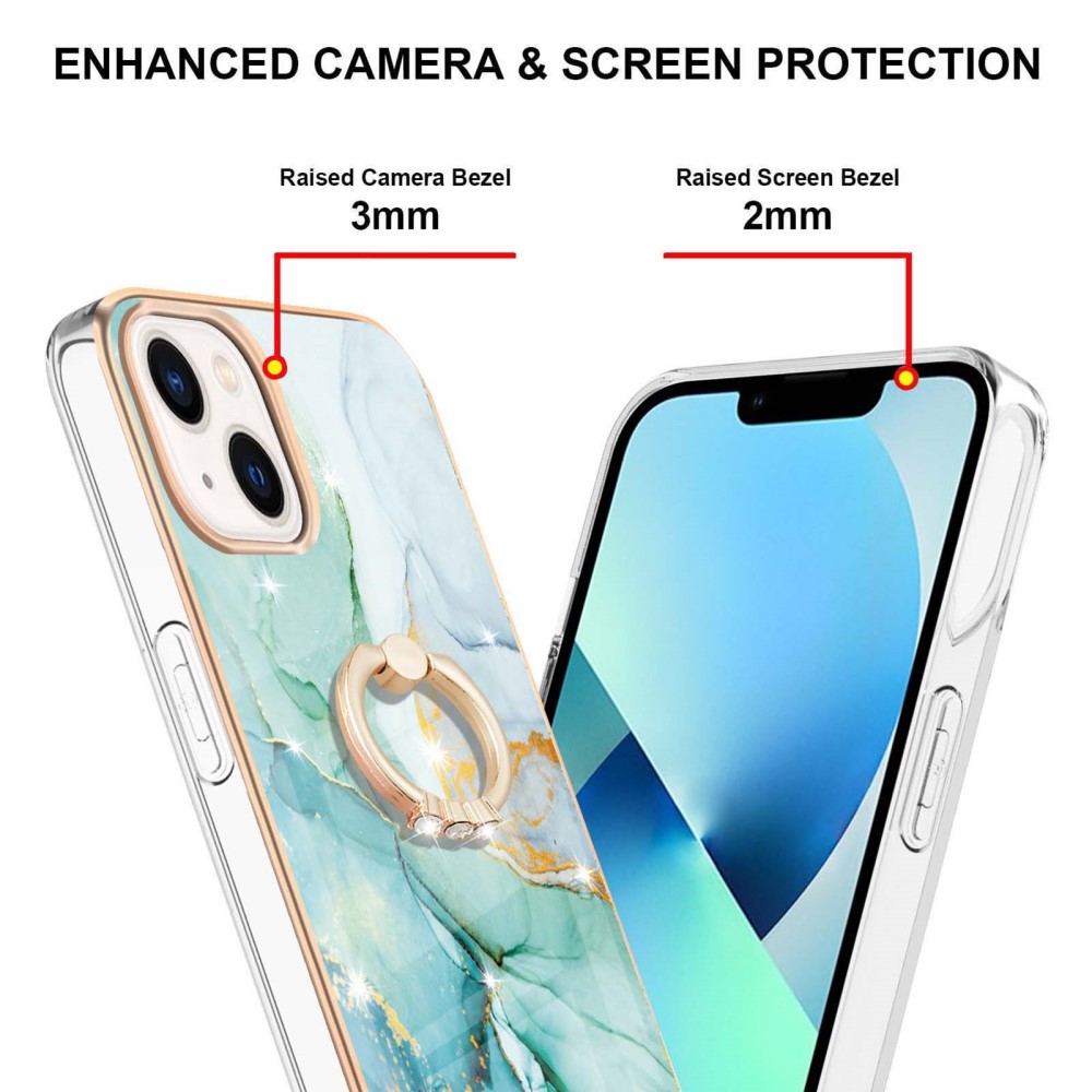  iPhone 15 Skal Ring Marmor Grön