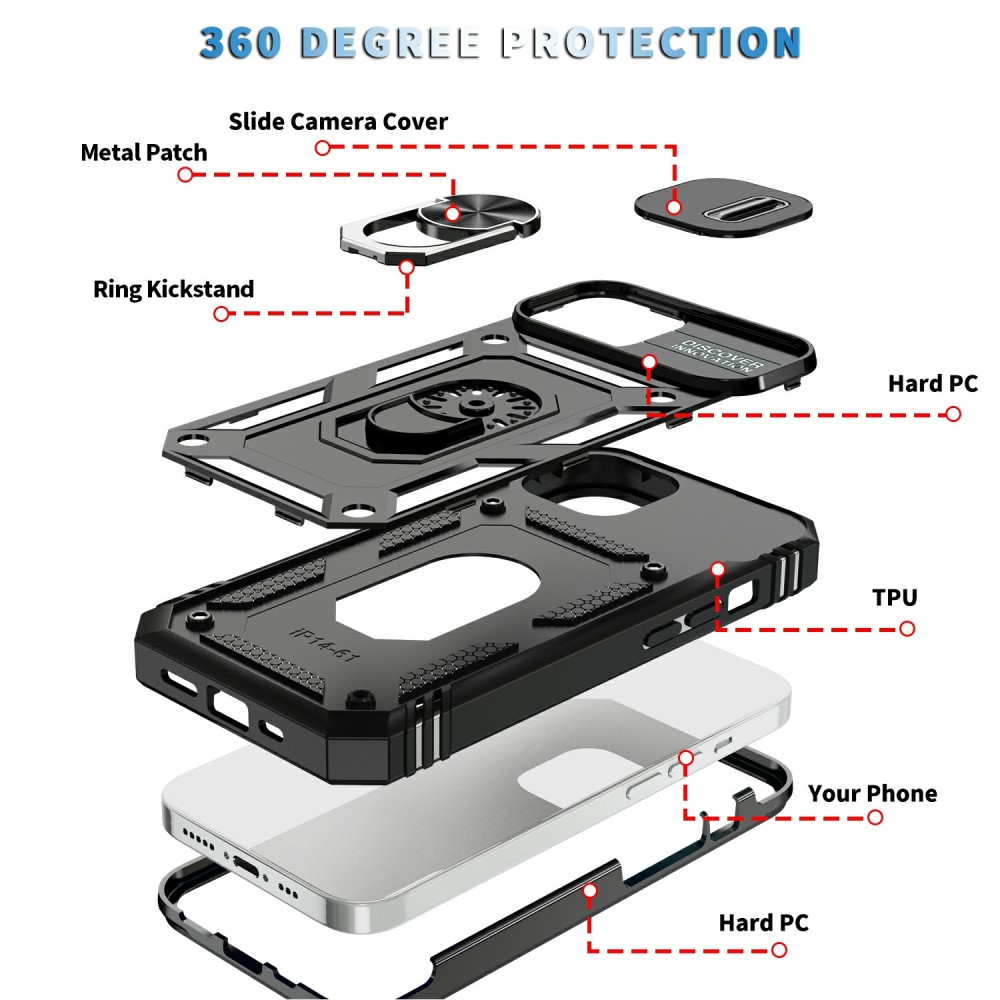  iPhone 15 Skal CamShield Armor Ring Svart