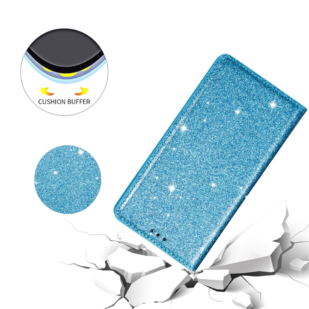  iPhone 15 Fodral Flip Glitter Blå