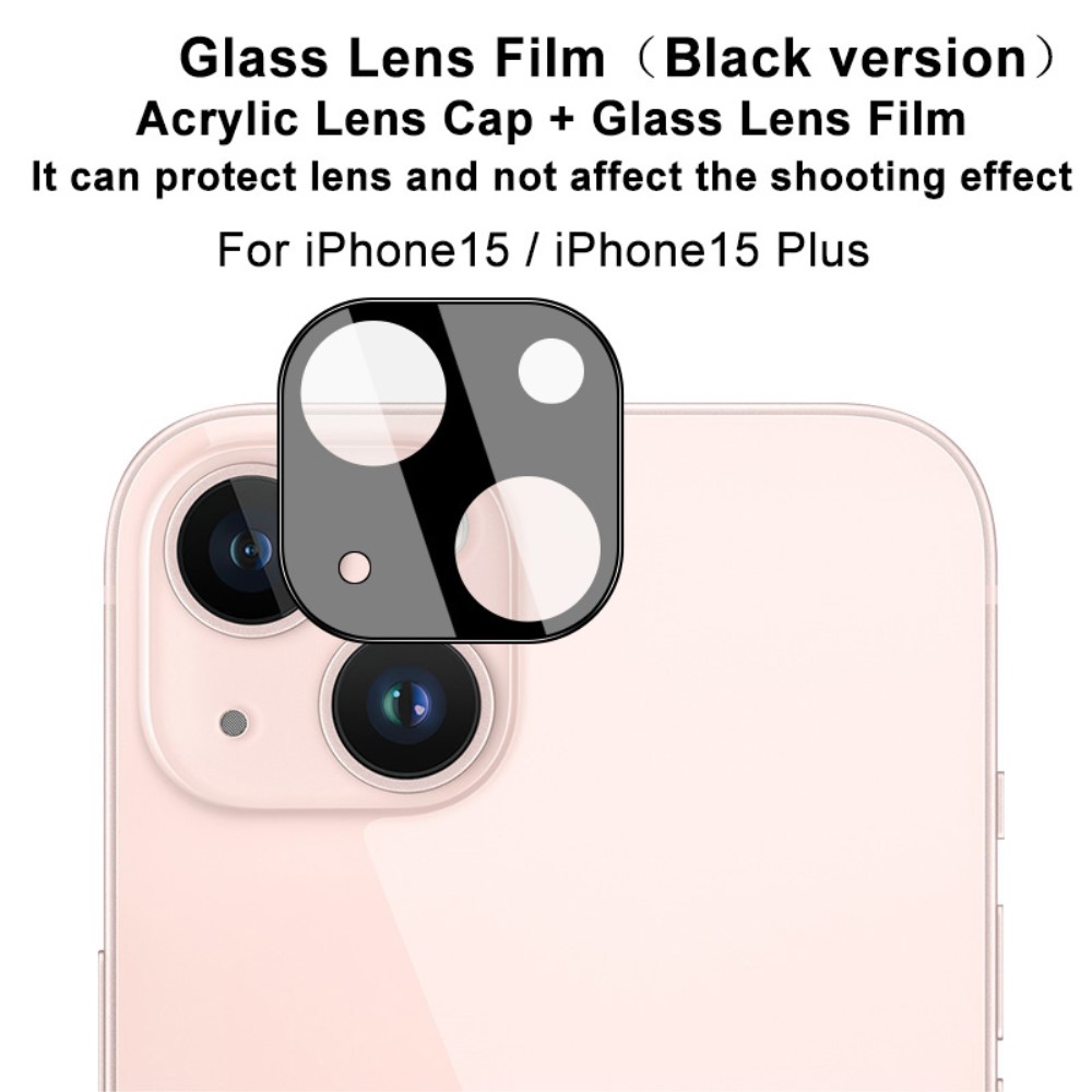 IMAK IMAK iPhone 15 / 15 Plus Linsskydd Akryl/Härdat Glas Svart