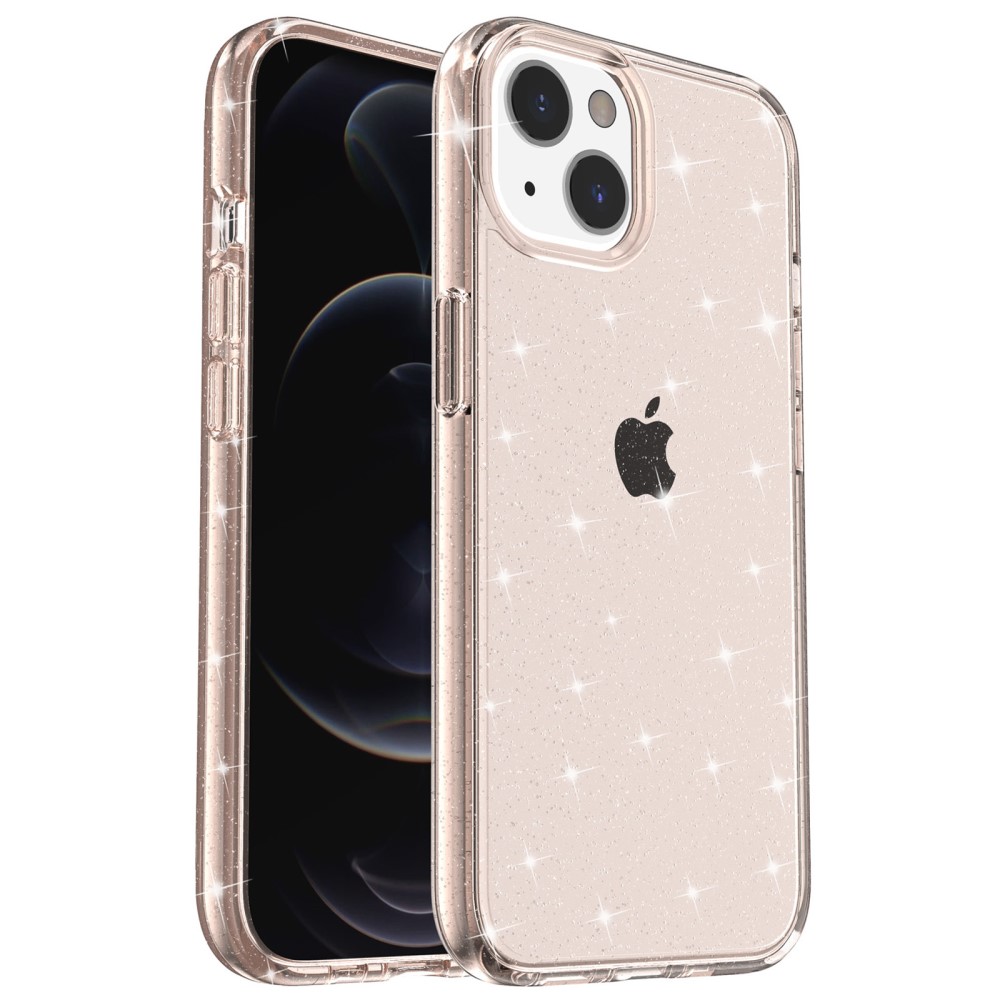 iPhone 15 Plus Skal Hybrid Glitter Guld