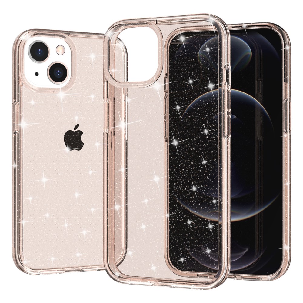  iPhone 15 Plus Skal Hybrid Glitter Guld