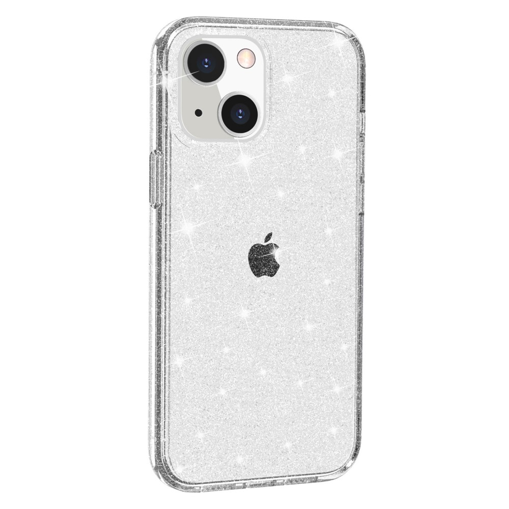  iPhone 15 Plus Skal Hybrid Glitter Vit