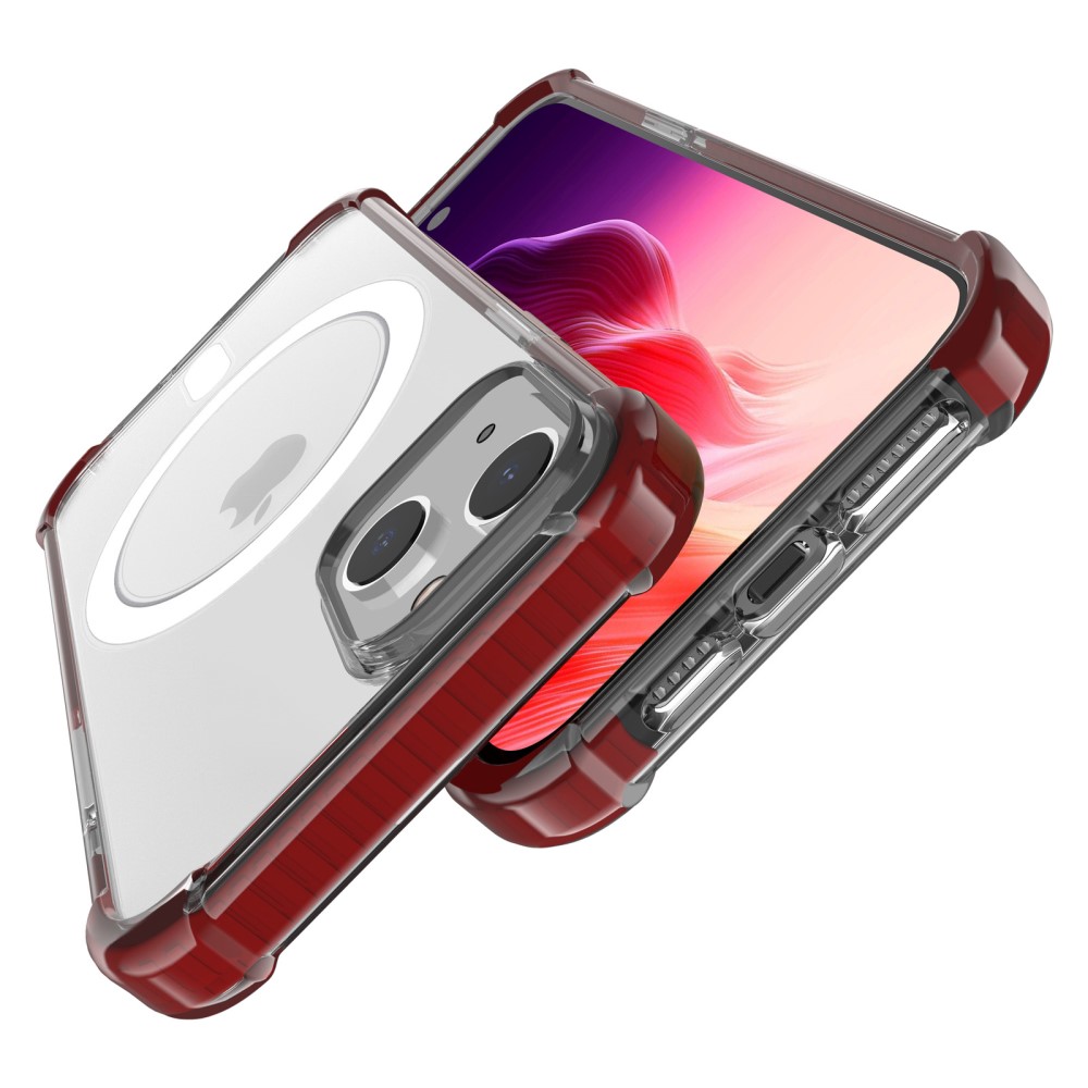  iPhone 15 Plus Skal MagSafe Shockproof Hybrid Vinröd